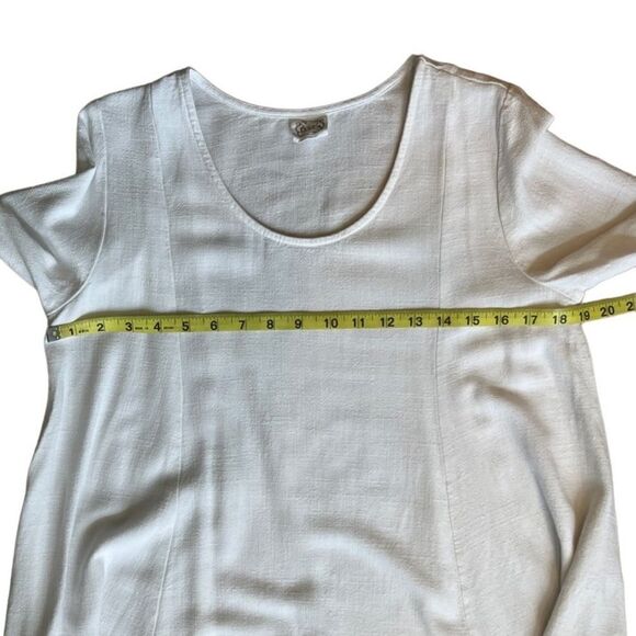 Et’Lois white linen blend A-line swing tunic blouse - Picture 7 of 8